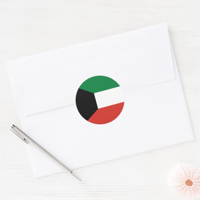 Adesivo Redondo bandeira do Kuwait (Envelope)