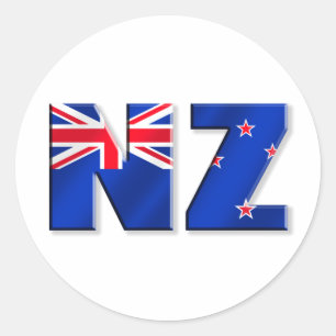 Adesivo Redondo Bandeira do logotipo de NZ de Nova Zelândia