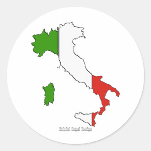 Adesivo Redondo Bandeira do mapa de Italia