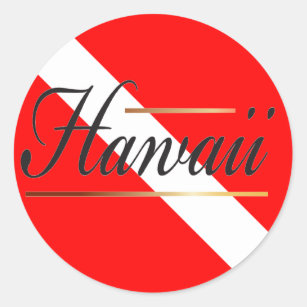 Adesivo Redondo Bandeira do mergulho de Havaí