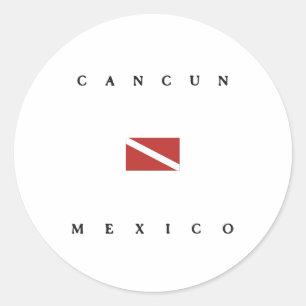 Adesivo Redondo Bandeira do mergulho do mergulhador de Cancun