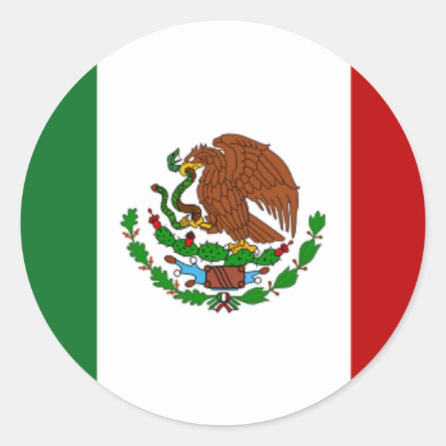 Adesivo Redondo Bandeira do México (Frente)
