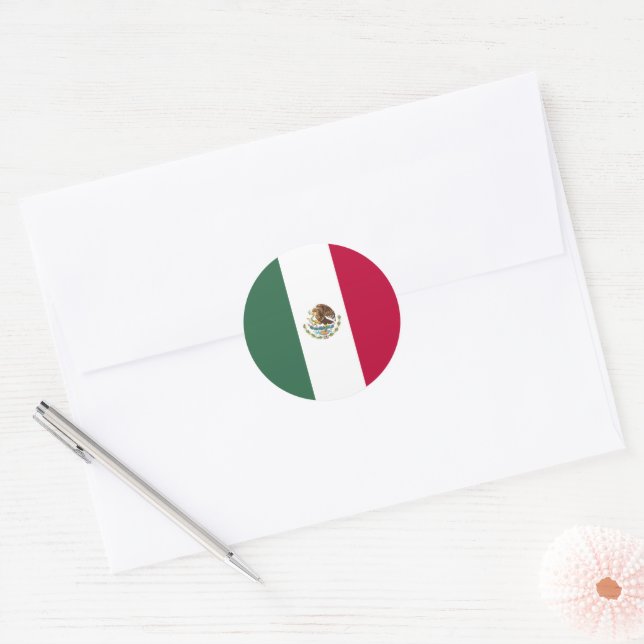 Adesivo Redondo Bandeira do México (Envelope)