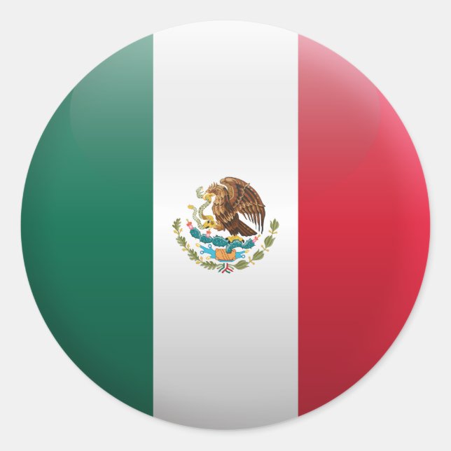 Adesivo Redondo Bandeira do México (Frente)