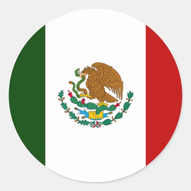 Adesivo Redondo Bandeira do México (Frente)