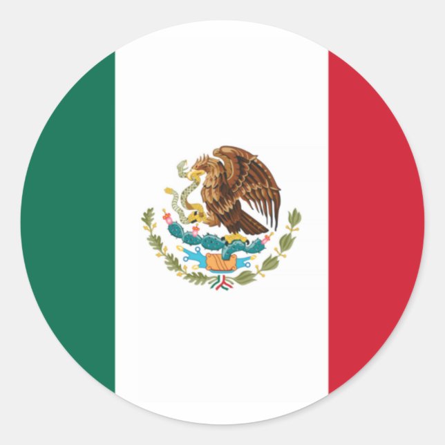 Adesivo Redondo Bandeira do México (Frente)