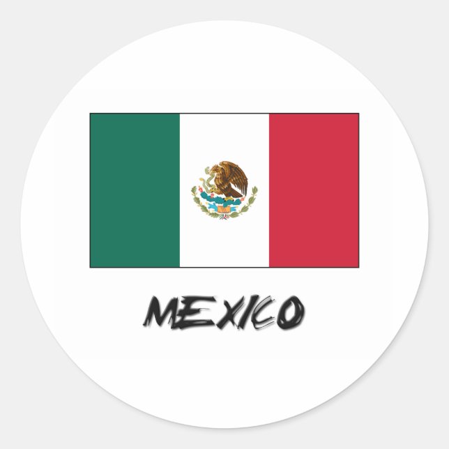 Adesivo Redondo Bandeira do México (Frente)