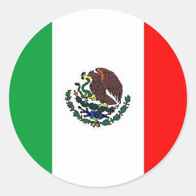 ADESIVO REDONDO BANDEIRA DO MÉXICO - BANDEIRA MEXICANA NACIONAL (Frente)