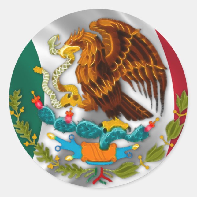Adesivo Redondo Bandeira do México, Casaco de Armas (Frente)