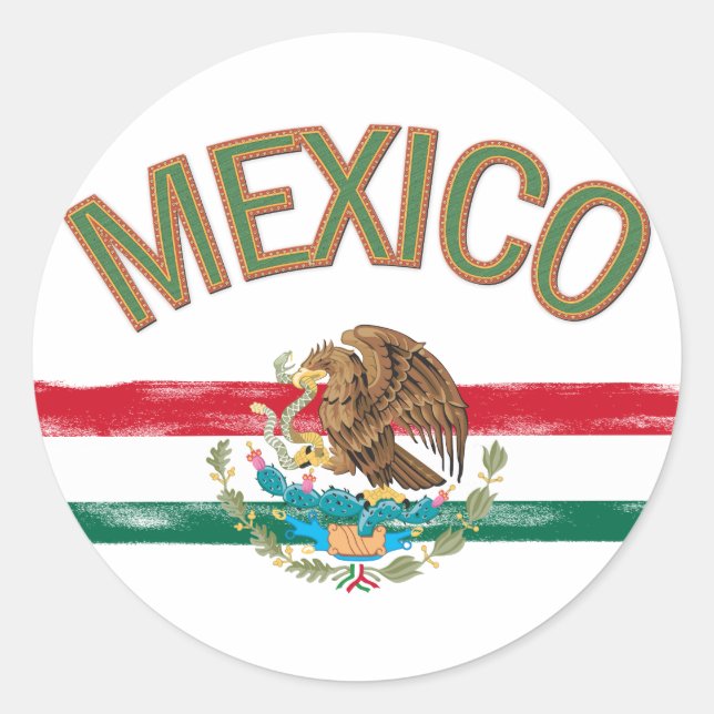 Adesivo Redondo Bandeira do México Mexicano (Frente)