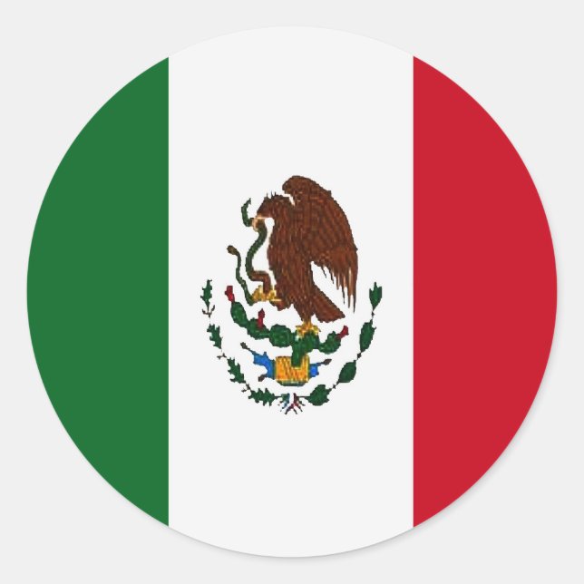Adesivo Redondo Bandeira do México Patriótico (Frente)