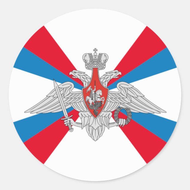 Adesivo Redondo Bandeira do Ministério da Defesa da Rússia (Frente)