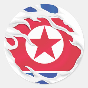 Adesivo Redondo Bandeira do Norte da Coreia