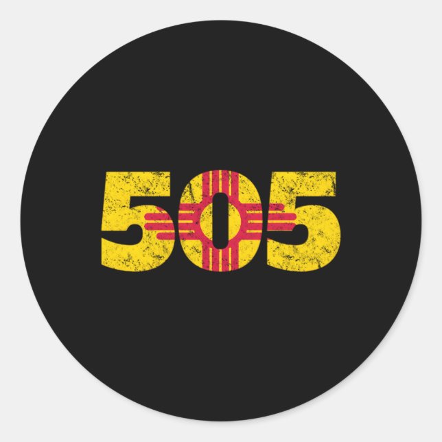 Adesivo Redondo Bandeira do Novo México Zia 505 (Frente)