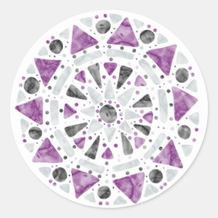 Adesivo Redondo Bandeira do Orgulho Asexual da Cinza Roxa Negra