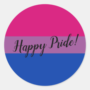 Adesivo Redondo Bandeira do Orgulho Bissexual Feliz