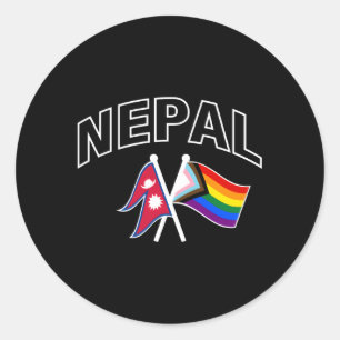 Adesivo Redondo Bandeira do Orgulho do Arco-Íris no Nepal Orgulho 