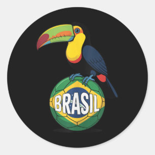 Adesivo Redondo Bandeira do Orgulho do Brasil Toucan Bola de Futeb