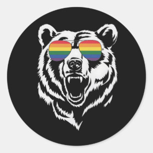 Adesivo Redondo Bandeira do Orgulho dos Óculos Solares do Arco-Íri