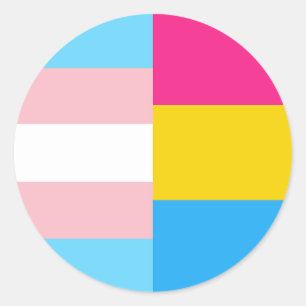 Adesivo Redondo Bandeira do Orgulho Duplo Pansexual Transgênero