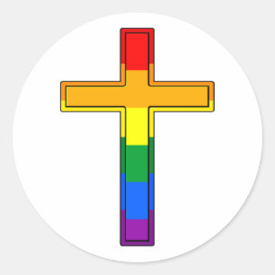 Adesivo Redondo Bandeira do Orgulho Gay Cruz