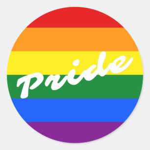 Adesivo Redondo Bandeira do orgulho gay do arco-íris do logotipo