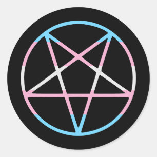 Adesivo Redondo bandeira do orgulho gay trans pentagrama transgêne