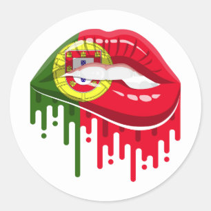 Adesivo Redondo Bandeira do Orgulho lábios de Portugal