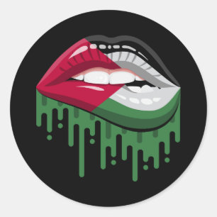 Adesivo Redondo Bandeira do Orgulho lábios Palestino