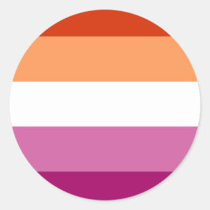 Adesivo Redondo Bandeira do Orgulho Lésbico (5 listras)