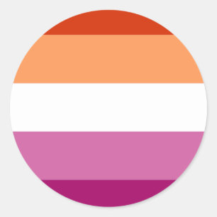 Adesivo Redondo Bandeira do Orgulho Lésbico (5 listras)