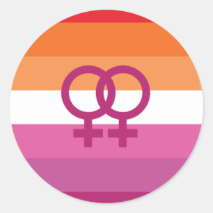 Adesivo Redondo Bandeira do Orgulho Lésbico WLW (Sunset)