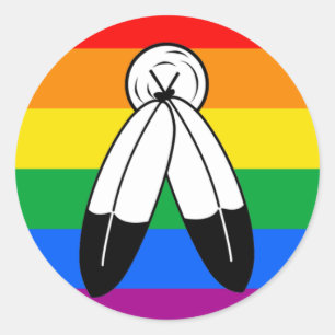 Adesivo Redondo Bandeira do Orgulho LGBTQ+ com Duas Espíritos