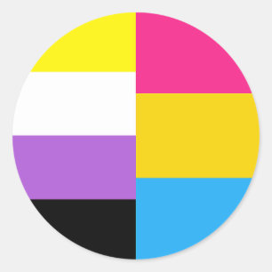 Adesivo Redondo Bandeira do Orgulho Panssexual Não Binário Duplo