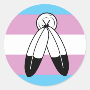 Adesivo Redondo Bandeira do Orgulho Trans de Duas Espíritos