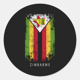 Adesivo Redondo Bandeira do País Zimbabué