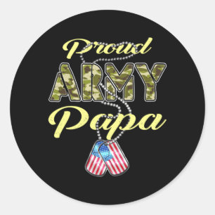 Adesivo Redondo Bandeira do Papai do Exército Orgulhoso Camuflagem