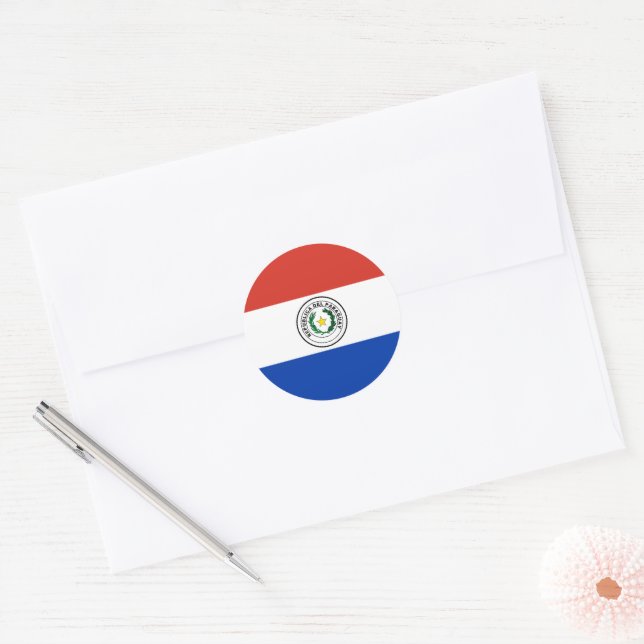 Adesivo Redondo bandeira do Paraguai (Envelope)
