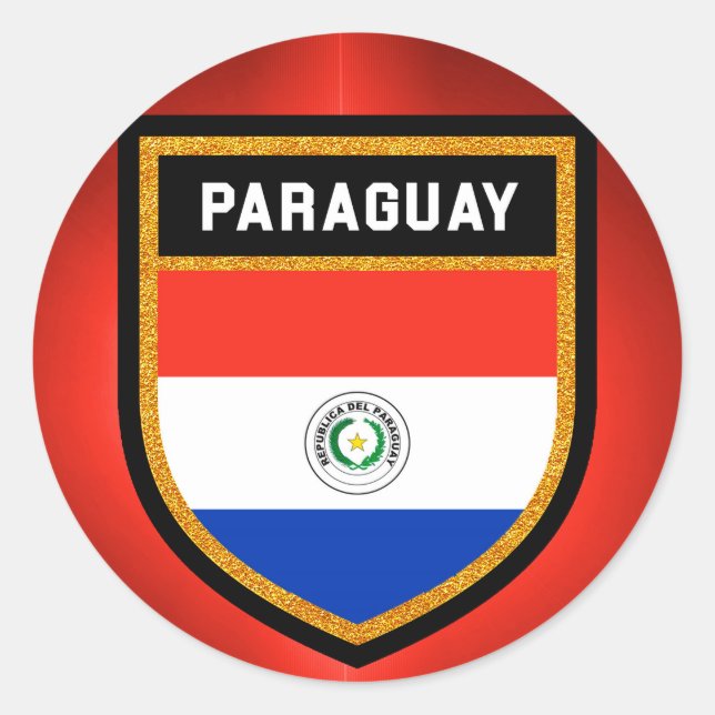 Adesivo Redondo Bandeira do Paraguai (Frente)