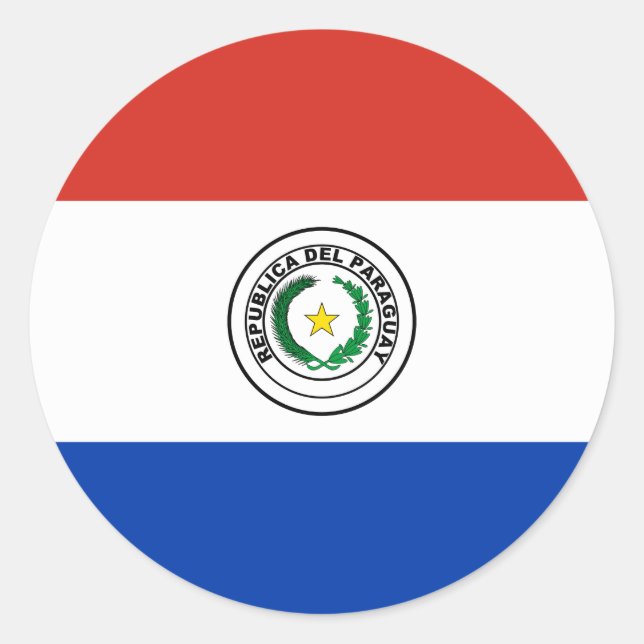 Adesivo Redondo Bandeira do Paraguai (Paraguai) (Frente)