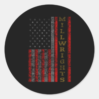 Adesivo Redondo Bandeira do Patriotic Millwrights Us
