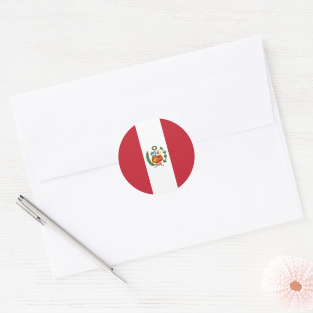 Adesivo Redondo Bandeira do Peru (Envelope)