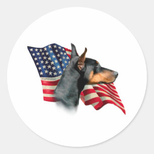 Adesivo Redondo Bandeira do Pinscher do Doberman