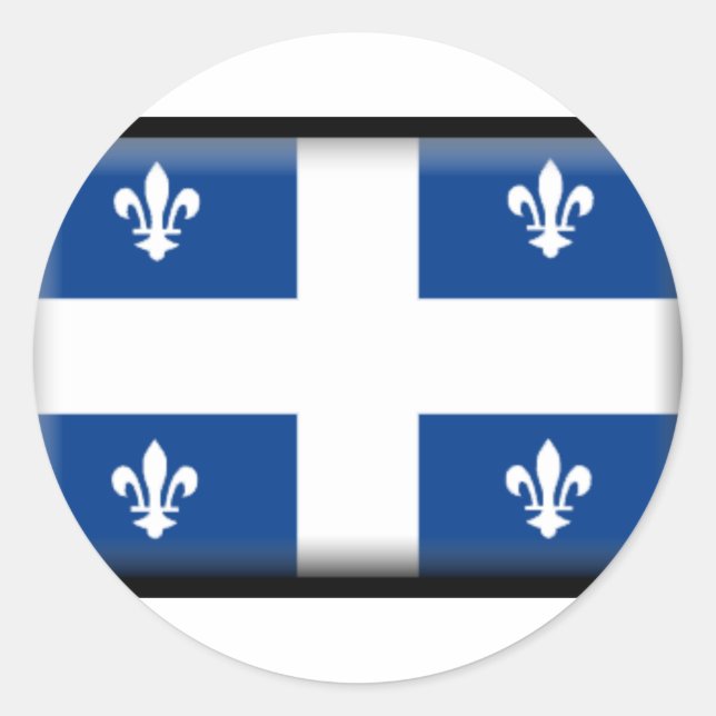 Adesivo Redondo Bandeira do Québec (Frente)