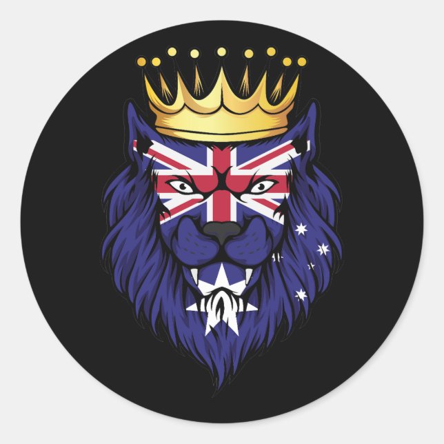 Adesivo Redondo Bandeira do Rei Leão da Austrália (Frente)