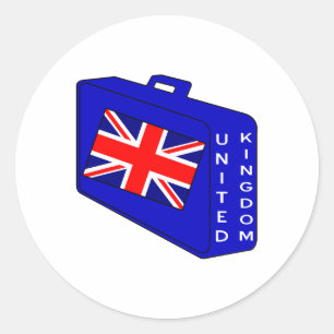 Adesivo Redondo Bandeira do Reino Unido Mala Azul