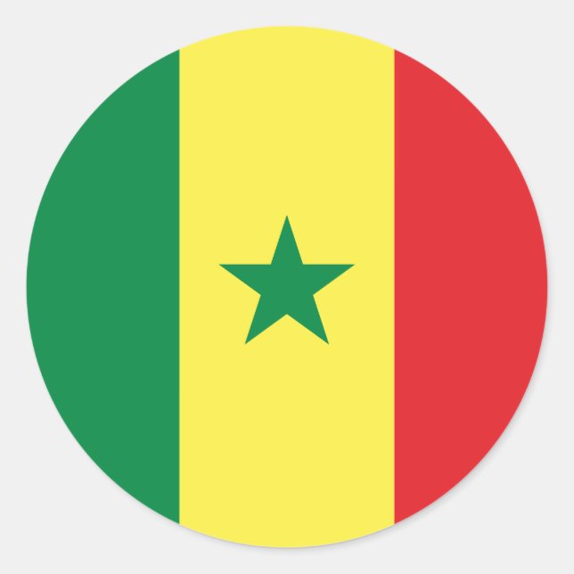 Adesivo Redondo Bandeira do Senegal (Senegal) (Frente)