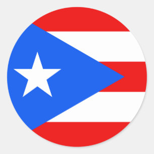 Adesivo Redondo Bandeira do Sticker de Porto Rico