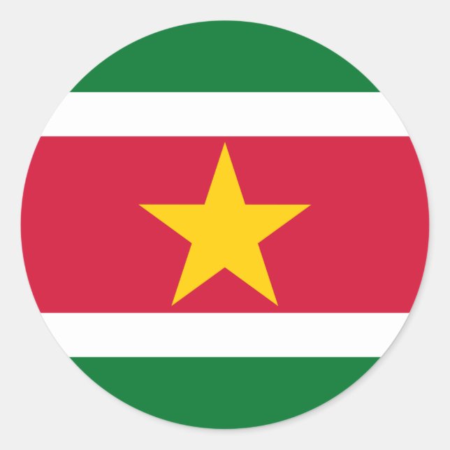 Adesivo Redondo Bandeira do Suriname Sticker (Frente)