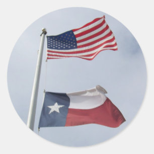 Adesivo Redondo Bandeira do Texas e dos EUA